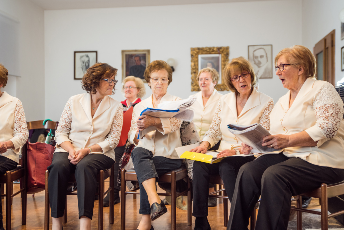 Senior Women Singing at Choir Practice
